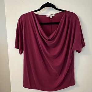 Green Envelope Red Draped Short Sleeve Blouse